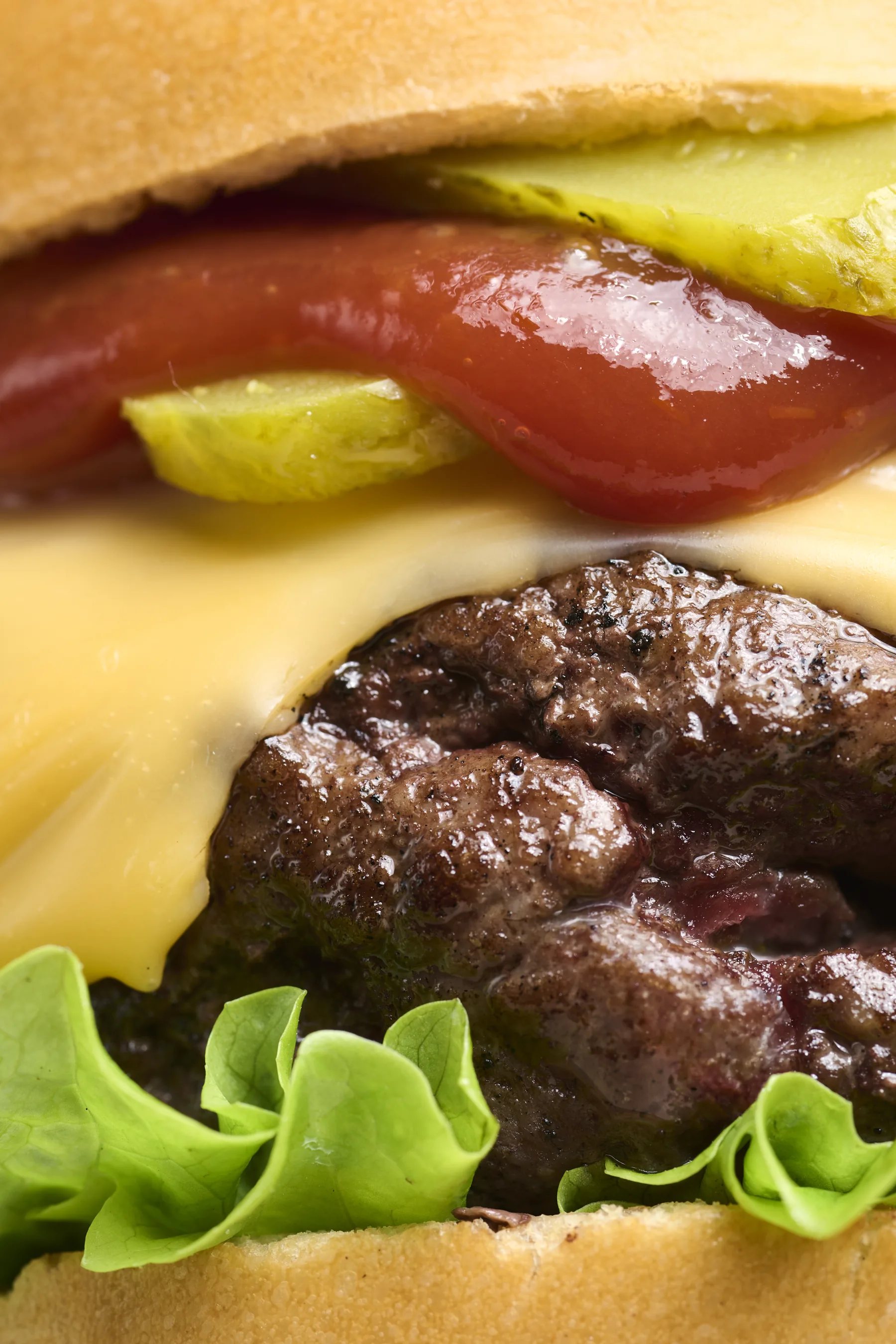 Hamburguesa Lusitana con queso, tomate, pepinillo y lechuga